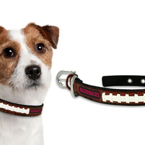 Arkansas Razorbacks Pet Collar Classic Football Leather Size Small CO