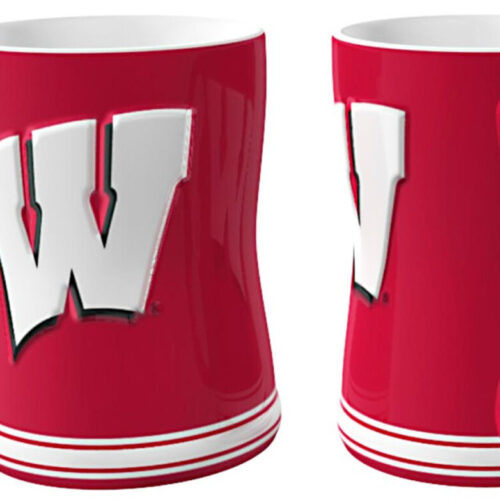 Wisconsin Badgers Coffee Mug 14oz Sculpted Relief Team Color