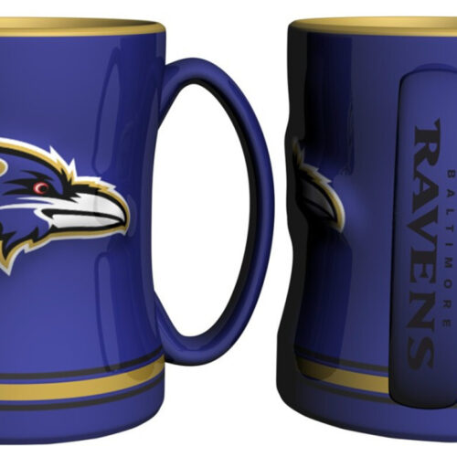 Baltimore Ravens Coffee Mug 14oz Sculpted Relief Team Color