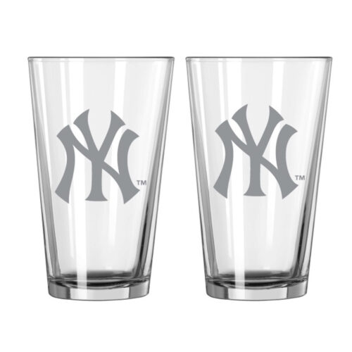 New York Yankees Glass Pint Frost Design 2 Piece Set