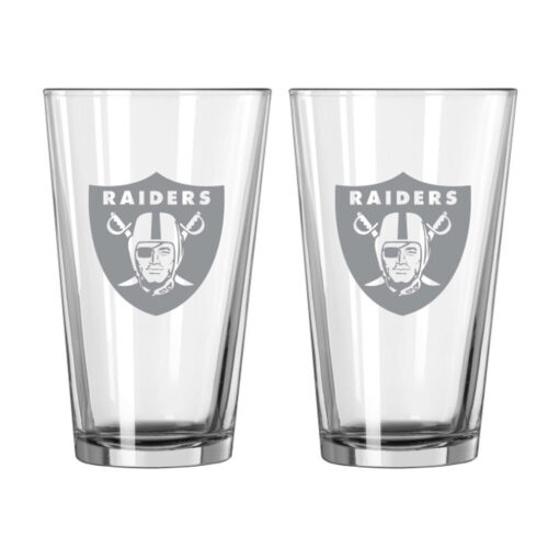 Las Vegas Raiders Glass Pint Frost Design 2 Piece Set