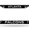 Atlanta Falcons License Plate Frame Chrome Black