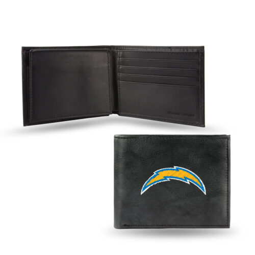 Los Angeles Chargers Wallet Billfold Leather Embroidered Black – Special Order