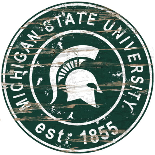 Michigan State Spartans Wood Sign – 24″ Round – Special Order