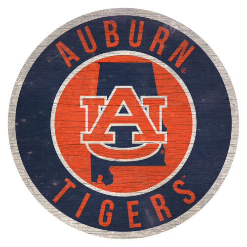 Auburn Tigers Sign Wood 12 Inch Round State Design – Special Order