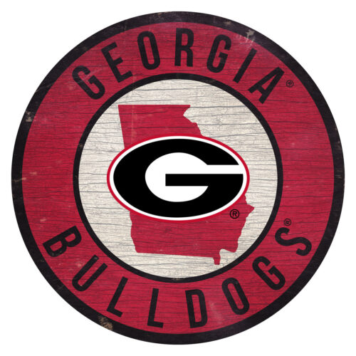 Georgia Bulldogs Sign Wood 12 Inch Round State Design