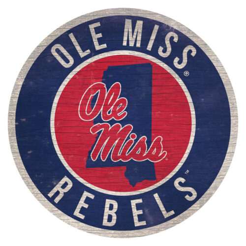 Mississippi Rebels Sign Wood 12 Inch Round State Design – Special Order