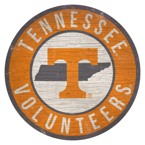 Tennessee Volunteers Sign Wood 12 Inch Round State Design