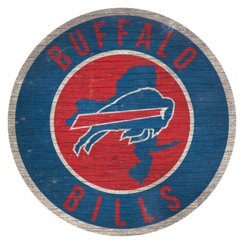 Buffalo Bills Sign Wood 12 Inch Round State Design