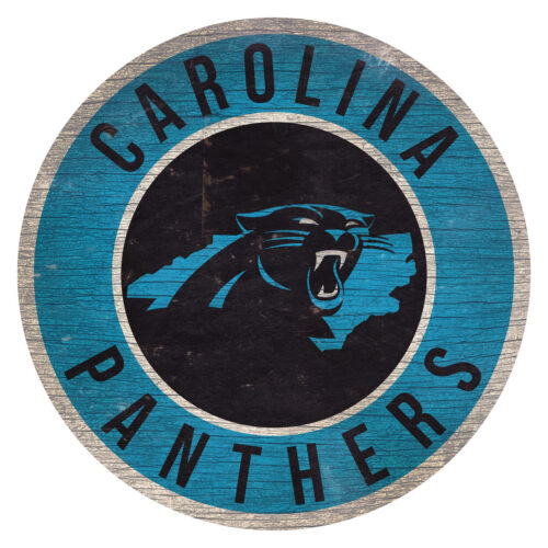 Carolina Panthers Sign Wood 12 Inch Round State Design