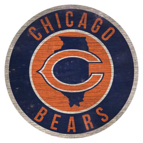 Chicago Bears Sign Wood 12 Inch Round State Design