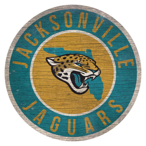 Jacksonville Jaguars Sign Wood 12 Inch Round State Design