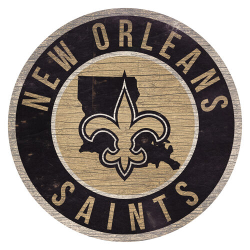 New Orleans Saints Sign Wood 12 Inch Round State Design