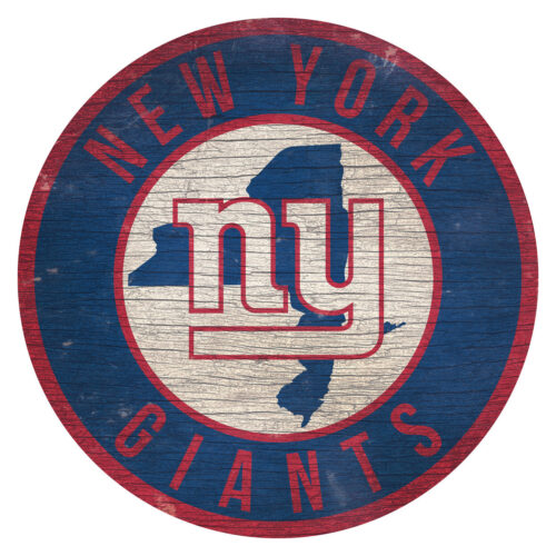 New York Giants Sign Wood 12 Inch Round State Design