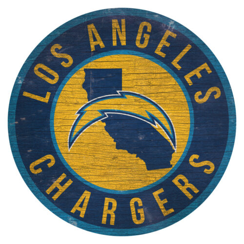 Los Angeles Chargers Sign Wood 12 Inch Round State Design