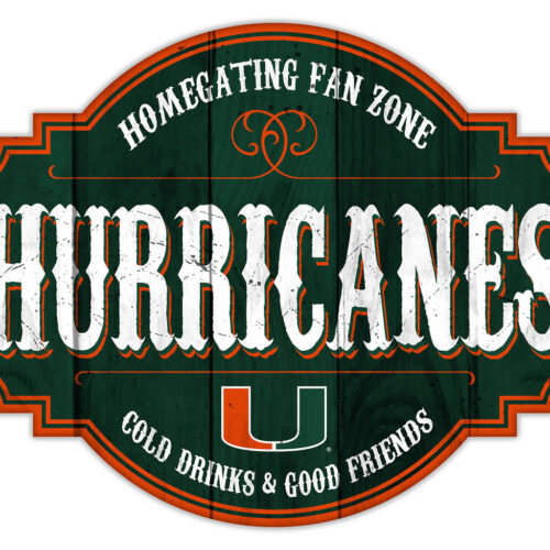 Miami Hurricanes Sign Wood 12 Inch Homegating Tavern