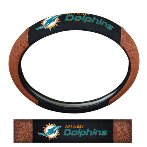 Miami Dolphins Steering Wheel Cover Premium Pigskin Style – Special Order