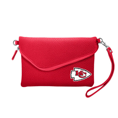 Kansas City Chiefs Purse Pebble Fold Over Crossbody Light Red – Special Order