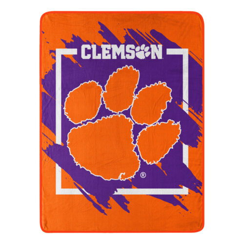 Clemson Tigers Blanket 46×60 Micro Raschel Dimensional Design Rolled