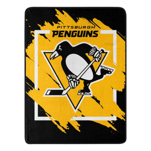 Pittsburgh Penguins Blanket 46×60 Micro Raschel Dimensional Design Rolled