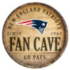 New England Patriots Sign Wood 14 Inch Round Barrel Top Design