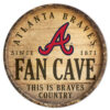 Atlanta Braves Sign Wood 14 Inch Round Barrel Top Design