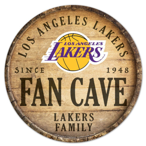 Los Angeles Lakers Sign Wood 14 Inch Round Barrel Top Design – Special Order