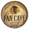 Chicago Blackhawks Sign Wood 14 Inch Round Barrel Top Design – Special Order