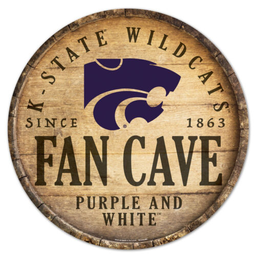 Kansas State Wildcats Sign Wood 14 Inch Round Barrel Top Design – Special Order