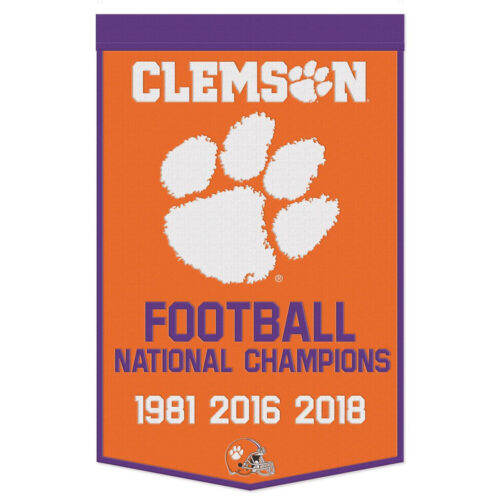 Clemson Tigers Banner Wool 24×38 Dynasty Champ Design Football