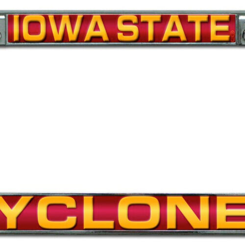 Iowa State Cyclones License Plate Frame Laser Cut Chrome