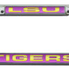 LSU Tigers License Plate Frame Laser Cut Chrome