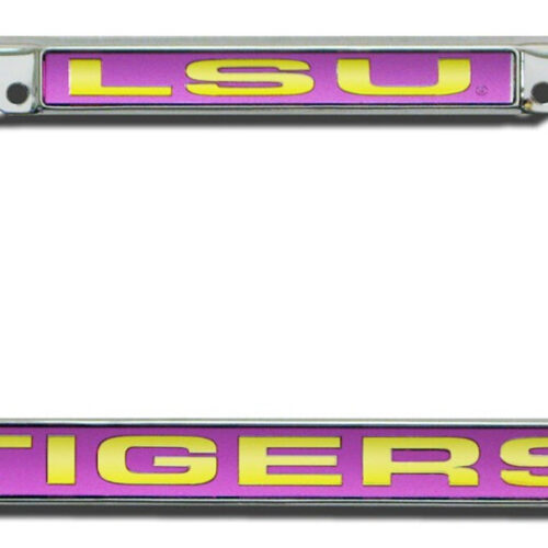 LSU Tigers License Plate Frame Laser Cut Chrome