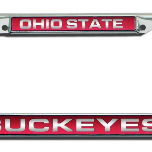 Ohio State Buckeyes License Plate Frame Laser Cut Chrome