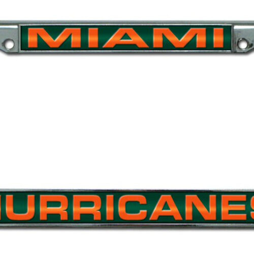 Miami Hurricanes License Plate Frame Laser Cut Chrome