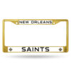 New Orleans Saints License Plate Frame Metal Gold