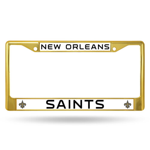 New Orleans Saints License Plate Frame Metal Gold