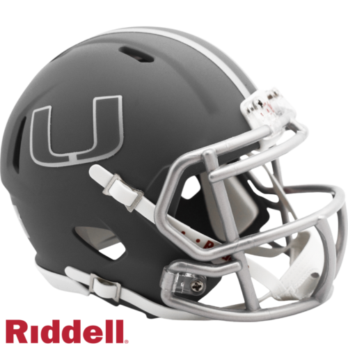 Miami Hurricanes Helmet Riddell Replica Mini Speed Style Slate Alternate