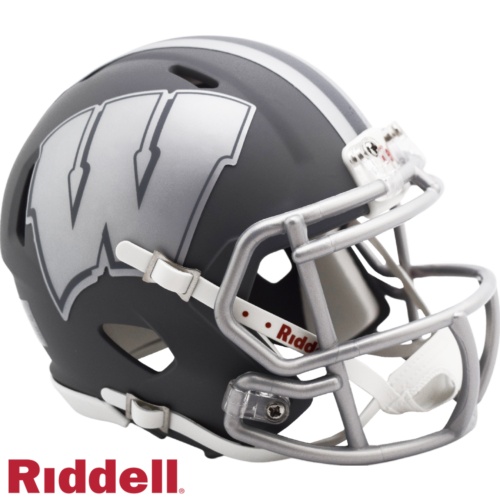 Wisconsin Badgers Helmet Riddell Replica Mini Speed Style Slate Alternate